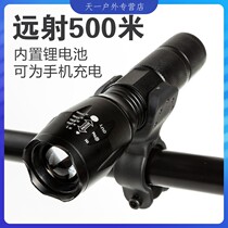 Night riding t6 bicycle light car headlight USB charging strong light LED flashlight mountain bike headlight riding send light stand