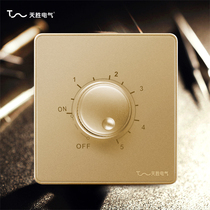 Tiansheng Electric 86 Switch Socket Panel Speed Switch Ceiling Fan Governor Fan Switch Champagne Gold