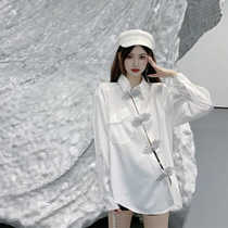 Professional dress Korean White pregnant woman shirt spring and autumn loose shirt Belly Belly Yang pregnant woman polo coat trend