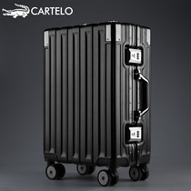 Caravan Crocodile suitcases male and female pull-bar case aluminium frame Suitcase Universal Wheels Student Leather Case Suitcase 24 inches