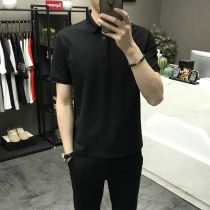 Mens short sleeve polo shirt 2021 summer new youth Korean slim lapel T-shirt solid color half sleeve top tide tide