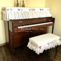 Korean Style Piano Hood Half Hood Dust Resistant White Pure Cotton Piano Set Princess Wind Thickened Clips Cotton Piano Towel Bench Hood