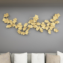 New Chinese light luxury wrought iron ginkgo leaf wall living room sofa background wall decoration pendant bedroom metal wall decoration