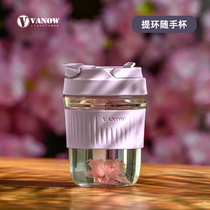 British Vanow glass water cup women with straw portable cute summer tea large capacity coffee cup ins Wind