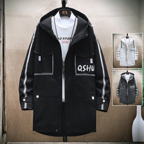 Trench coat mens long 2021 new autumn and winter trend mens clothes Spring and Autumn Tide brand overcoat coat