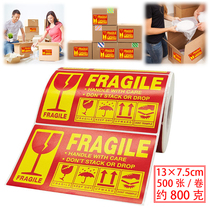 500 rolls of fragile warning labels English shipping carton do not press warning stickers packaging adhesive labels