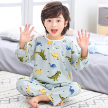 Childrens pajamas summer baby boys and girls cotton silk long sleeve little boy big boy thin home air conditioning suit suit suit