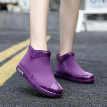 2021 Korean fashion waterproof shoes womens rain shoes short tube shallow mouth kitchen work rubber shoes galoshes summer women