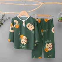 Childrens cotton home clothes thin pajamas Boy baby female male suit Boy summer air conditioning spring and autumn big children summer