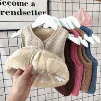 Childrens lamb wool coat vest cardigan sweater plus velvet warm clothing Men and women children baby foreign style vest spring and autumn