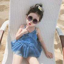 Baby swimsuit daughter childrens swimsuit 2021 summer new childrens clothing girls one-piece little princess yarn skirt swimsuit