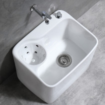Ceramic mop pool household balcony toilet mop pool with drain basket mop sink floor tow bucket Basin