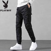 Playboy down pants men wear thick warm windproof white duck down tooling pants men slim cotton pants