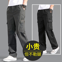 Overalls mens autumn and winter straight loose mens pants thick mens casual pants large size plus velvet pants winter trousers