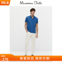 Massimo Dutti Mens Clothing 2022 Spring Summer New Pint version commute Casual Pure Cotton Men Pure color Short sleeves POLO Shirt 00723283420