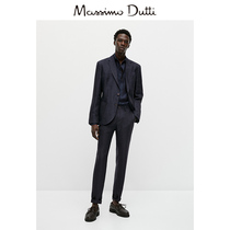 Massimo Dutti Mens Clothing 2022 Spring Summer New Products Hide Cyan Casual Version Type Commute Linen Straight Drum Long Pants 00095140401