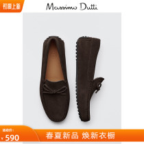 Massimo Dutti Mens Shoes Brown Suede Leather Fashion Casual Lefu Shoes 12303850700