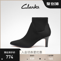 Clarks Its Lego Shoes 2021 Winter New Pointy Ankle Boots High Heel Morden Woman Boots Fashion Splicing Boots