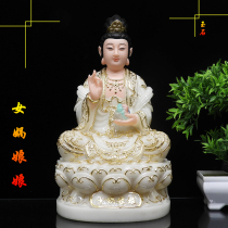 Chinese white marble Nuwa goddess statue Buddha statue 12 inch dedicated to home 16 inch Nuwa goddess statue to make up the goddess statue