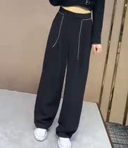 Europe station 2022 Early spring new SHANGM temperament casual net version High waist chain 100 lap-leg Western pants