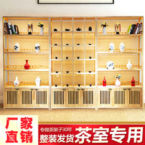 New Chinese display cabinet Solid wood tea room Zen storage container Multi-treasure pavilion Living room partition Tea display Bogu rack