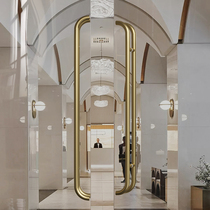 Glass Door Pull Handle Black Rose Gold Black Titanium Gold Stainless Steel Bend to dress push-pull with frame solid wood door handle