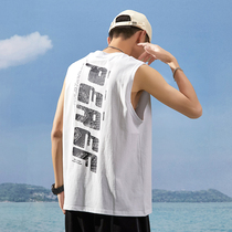 Vest mens summer Hong Kong style ins tide brand pure cotton mens running waistcoat hurdling hip-hop sports fitness sleeveless t-shirt