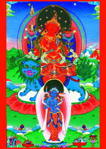 Customized Manjusri Lions portrait photo paper plastic seal Manjushu Bodhisattva Buddha painting Tantric Thangka Pictures