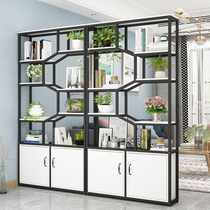 Wrought iron shelf Product shelf Cosmetics display rack Barber shop bookshelf with cabinet Living room entrance screen partition
