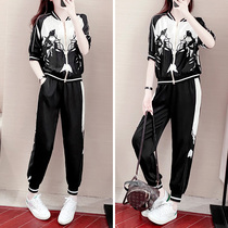 2022 New Tide Cards Fashion Loose Short Sleeve Sportswear Suit Women Summer Thin style Ocean Casual two sets
