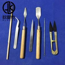 Furniture repair lacquer leather leather repair gadget small gray knife small scissors small tweezers steel needle small brush