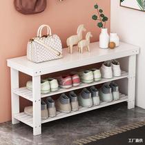 Wooden shoe rack Sub-shelve white shoe cabinet Two layers of shoe changing stool modern minimalist dust-proof household economic model