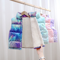 Childrens clothing down cotton vest collar fashion boys and girls autumn and winter wear plus velvet thickened warm vest tide