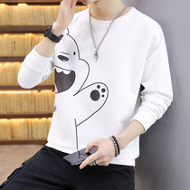 Sweatshirt mens spring and autumn Korean version of the trend mens base shirt top Teen students handsome casual long-sleeved T-shirt