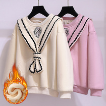 Girls with velvet vests in autumn and winter Korean version of tide foreign warm academic style jacket for children in large children padded bottoming shirt