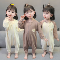Children one-piece clothes spring and autumn thin baby pure cotton sleeping bag 01-2-3 year old summer male and female baby air conditioning pyjamas