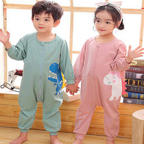 Childrens pure cotton conjoined Home Consuit Anti-kicking quilt 2021 Chunqiu Mens and womens baby Harvest sleepwear Long sleeves Child clothes