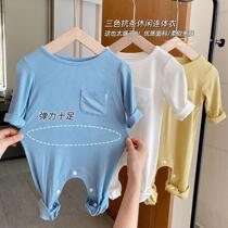 Baby conjoined clothes 2021 Spring and autumn Childrens pure cotton Home Climbing Clothes Khacoat Fall Baby Conjoined Pyjamas