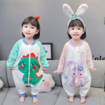 Children conjoined pyjamas spring and autumn thin cotton summer baby one-piece clothes long sleeve boy girl babys home clothes
