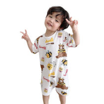 Baby Pure Cotton One-piece Pyjamas Boy Cartoon Pyjamas Children Summer Home Clothes Girl Sleeping Dress Thin Air Conditioning Suit