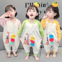 Duvet Baby Sleeping Bag Spring Autumn Children Conjoined Pajamas 1-2 Year 3 men and women Baby Sleeping Bag Cartoon Divided leg anti-kick