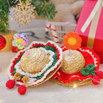 Life needs a sense of ritual ~ pet Christmas straw hat cat dog hat photo accessories new product Limited
