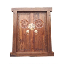 Solid wood antique gate Chinese villa gate copper gate rural Wall courtyard double open wooden door