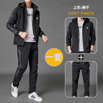  Playboy spring and autumn sportswear suit mens casual 2021 hooded jacket loose plus size trend two-piece suit