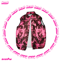 KCUF 2021fw pink brown portrait stitched cotton vest GOAT