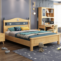 Solid wood childrens bed Boys single bed 1 2 teens bedroom furniture combination set 1 5m girls bed 1 35