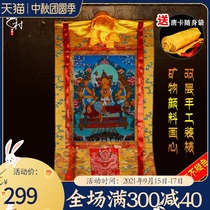 Tibetan village Mori Zhitian Buddha mother Thangka decorative painting mineral pigment Nepal cotton cloth spotted Buddha mother statue hanging painting