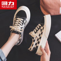  Pull back womens shoes checkerboard big toe shoes womens spring and autumn 2021 new summer casual board shoes thick-soled canvas shoes