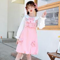 Girl Braces Skirt Suit Foreign Air CUHK Boy Skirt 2022 New Children Dress Spring Autumn Two Sets Thin
