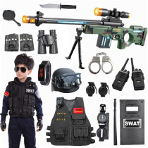 Childrens police toy gun full set of real people eating chicken equipment Special forces small SWAT clothes toy boys